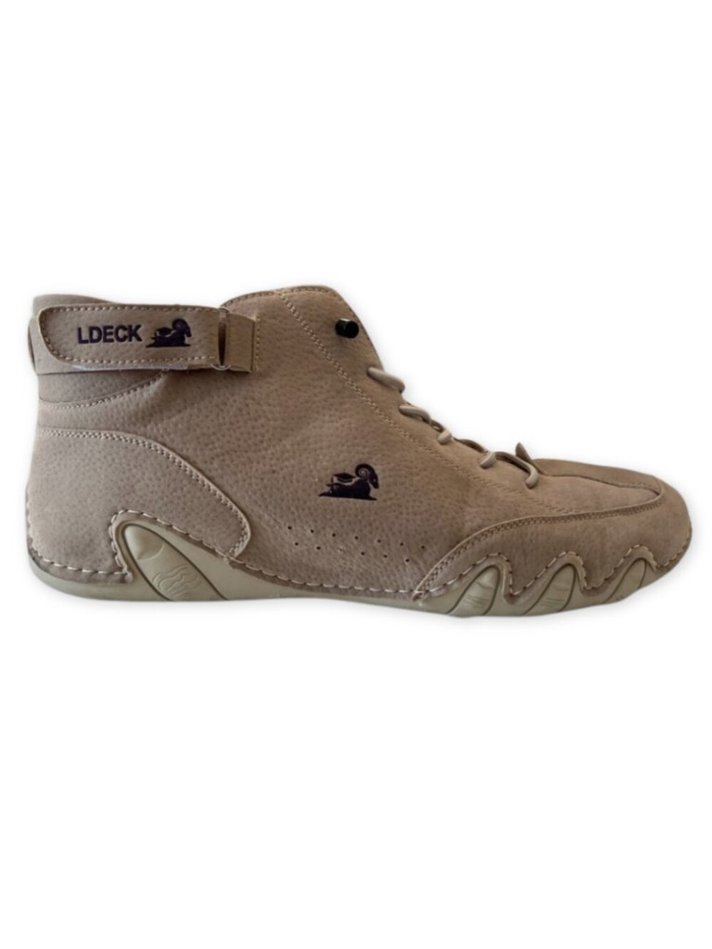 LDeck Men's Hi-Top Driving Shoes Beige Lace Up Casual Sneakers EU 46 US 12